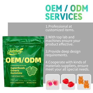 Private Label Plant Based Greens Gummies with Multivitamins and Prebiotic Fiber Whole Food Ingredients Manufacturer